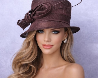 Sinamay Kentucky Derby Hat: Brown Bow Races Fascinator