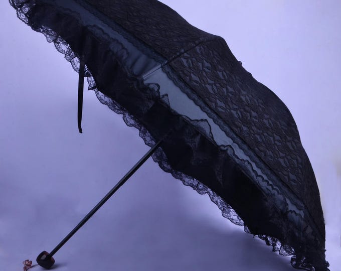 Black Lace Parasol – UV Protection Sun Umbrella for Bridal & Wedding