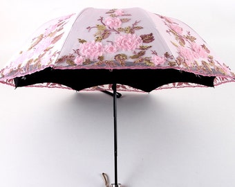 Exquisite Parasol,UV Protection,Wedding,Bridal Shower,summer gift,Anniversary gift,Cocktail Paryn,Wedding Decoration,Embroidery umbrella.