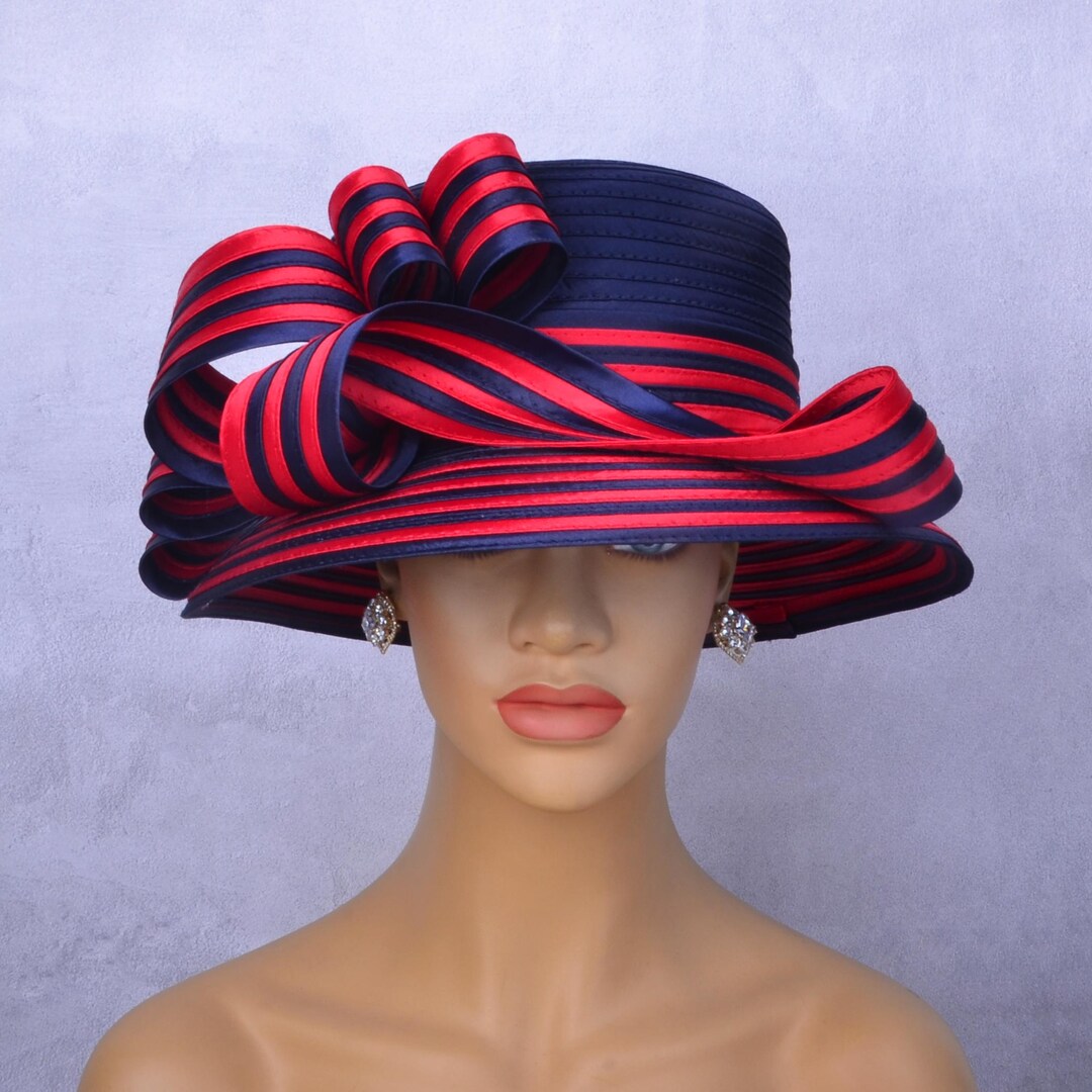 VINTAGE Women\'s Red Wool Satin Kentuky Derby Easter Church Hat Kentucky Derby Hat, Red Hat, Red Easter Hat, Fascinator  main image 2