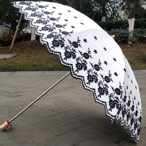 Stylish Embroidery Parasol,UV Protection,Wedding,Bridal Shower,Quinceanera,Cocktail Party,Umbrella Wedding Decoration,Embroidery umbrella.