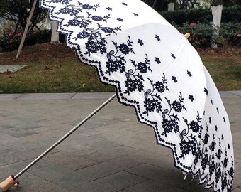 Stylish Embroidery Parasol,UV Protection,Wedding,Bridal Shower,Quinceanera,Cocktail Party,Umbrella Wedding Decoration,Embroidery umbrella.