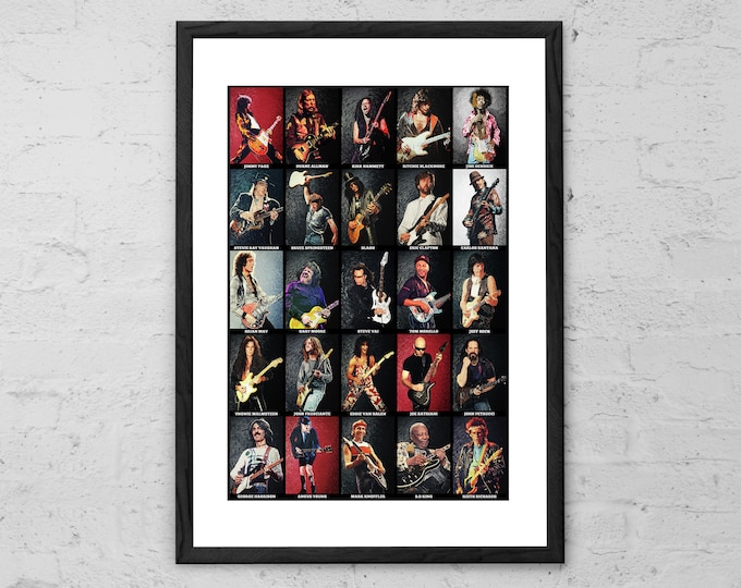 Greatest Guitarists Of All Time - Art Print - Rock Poster - Rock and Roll - Guitar Art - Music Art - Music Poster - Music Gift - Rock Art