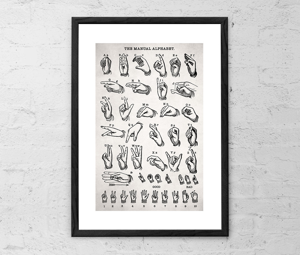 The Manual Alphabet Art Print Fingerspelling Retro American Sign