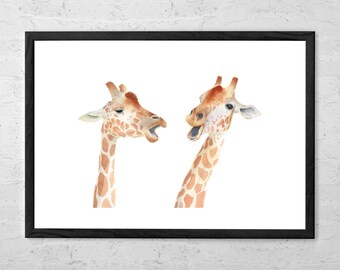 Acquerello Giraffa - Arte Giraffa - Decorazioni Neutre per la cameretta dei bambini - Regalo Giraffa - Stampe di Animali - Arte Murale Giraffa per la Cameretta dei Bambini - Decorazioni Safari per la Cameretta dei Bambini