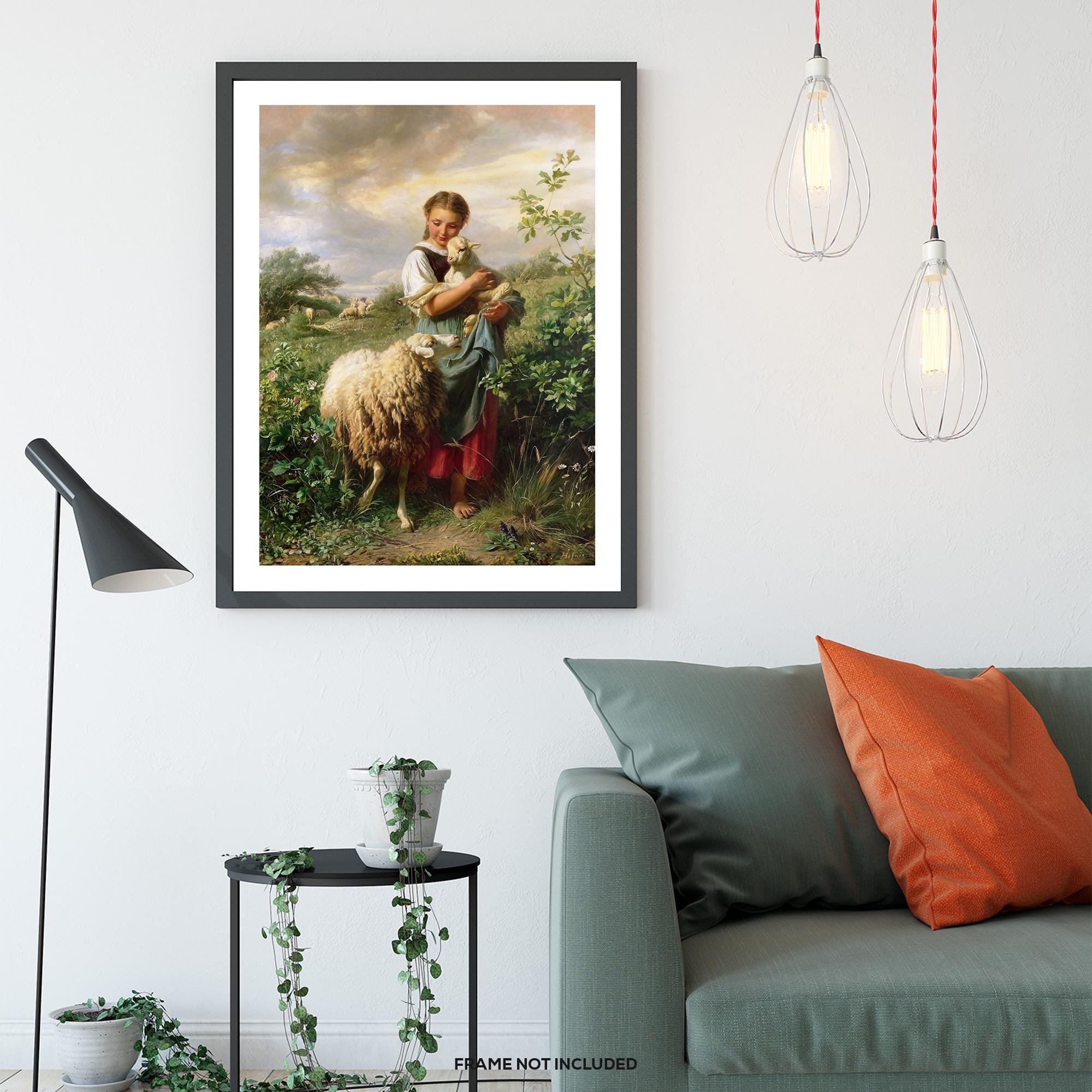 The Shepherdess by Johann Baptist Hofner – Pastoral Girl With Lamb