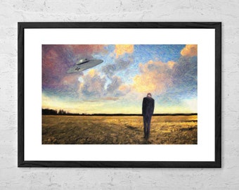 Haunebu - Surreal Art Print - Surreal Painting - World War 2 Art - UFO Art Print - Surreal Wall Art - UFO Poster - Science Fiction Art - WW2