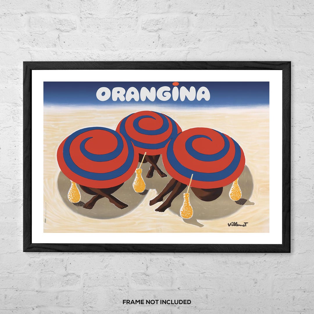 Orangina Umbrellas - Art Print - Vintage French Advertising Print