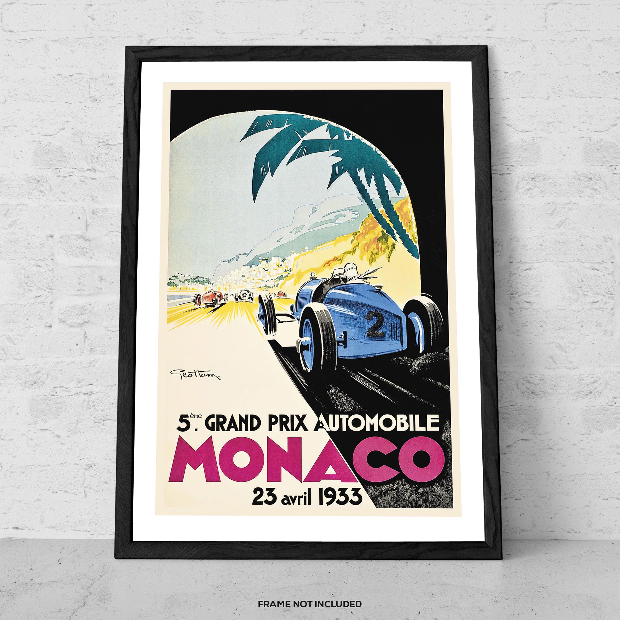 Monaco Grand Prix 1933 Art Print – Vintage Racing Wall Art, Art