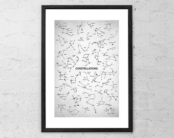 Constellations - Art Print - Constellations Map - Constellations chart -  Star Map Print - Star chart print - Constellations Chart Print