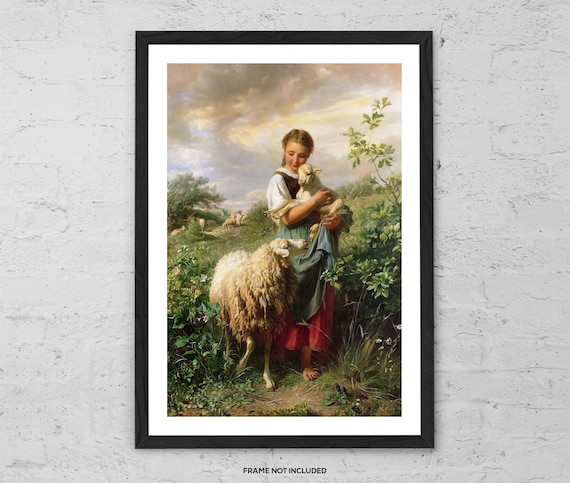 The Shepherdess by Johann Baptist Hofner – Pastoral Girl With Lamb