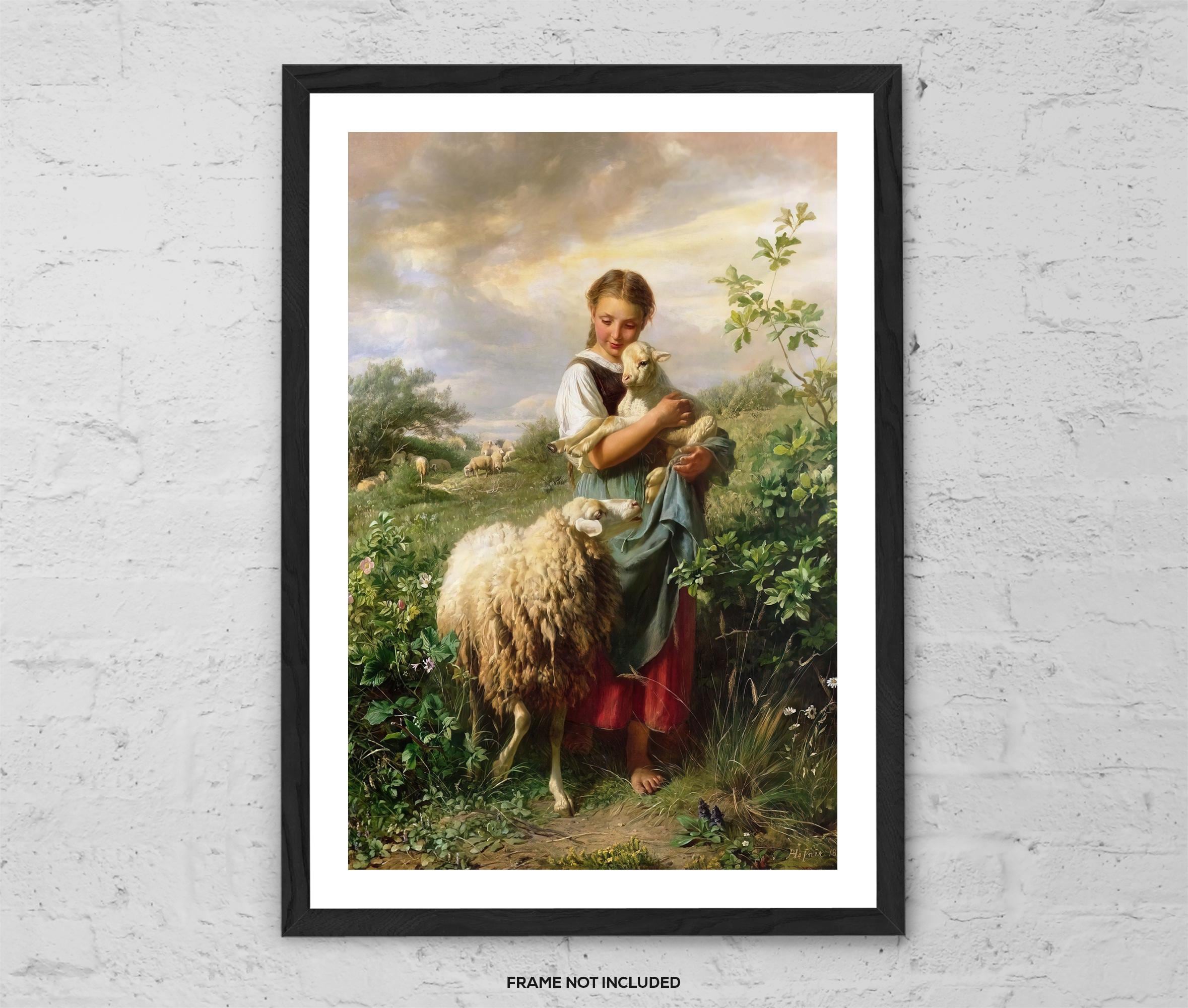 The Shepherdess by Johann Baptist Hofner – Pastoral Girl With Lamb