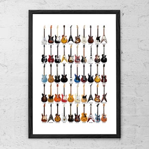 Guitar Legends - gitaarcollage - gitaarposter - cadeaus voor muzikanten - rockposter - muziekdecor - rock-'n-roll-gitaristen - muziekposter