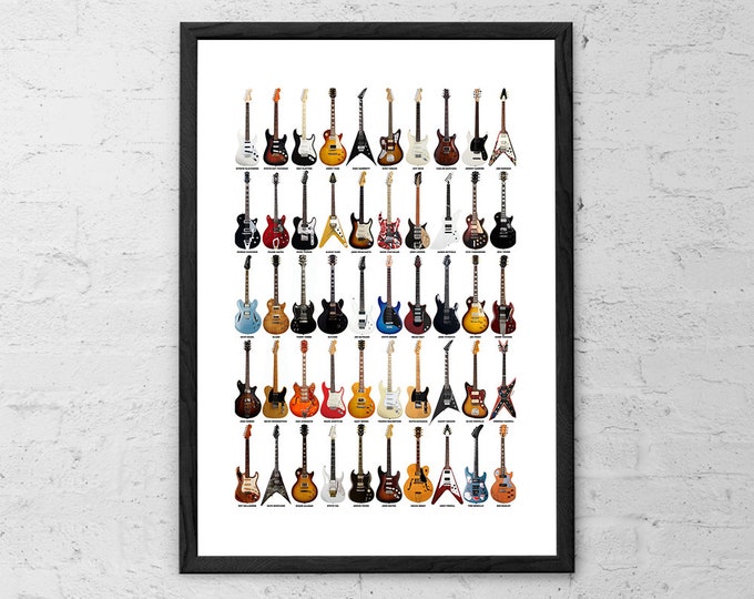 Guitar Legends - Guitar Collage - Guitar Poster - Gifts for Musicians - Rock Poster - Music Decor - Rock and Roll Guitarists - Music Poster