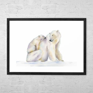 Polar Bear - Watercolor Painting - Polar Bear Nursery - Polar Bear Art Print - Animal Illustration - Scandinavian Art - Nursery Wall Art