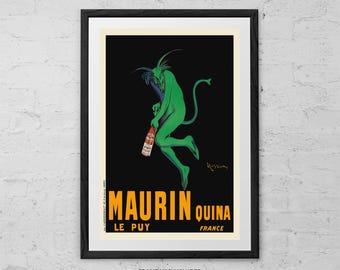 Maurin Quina Le Puy Liqueur Green Devil Drink Cappiello Vintage