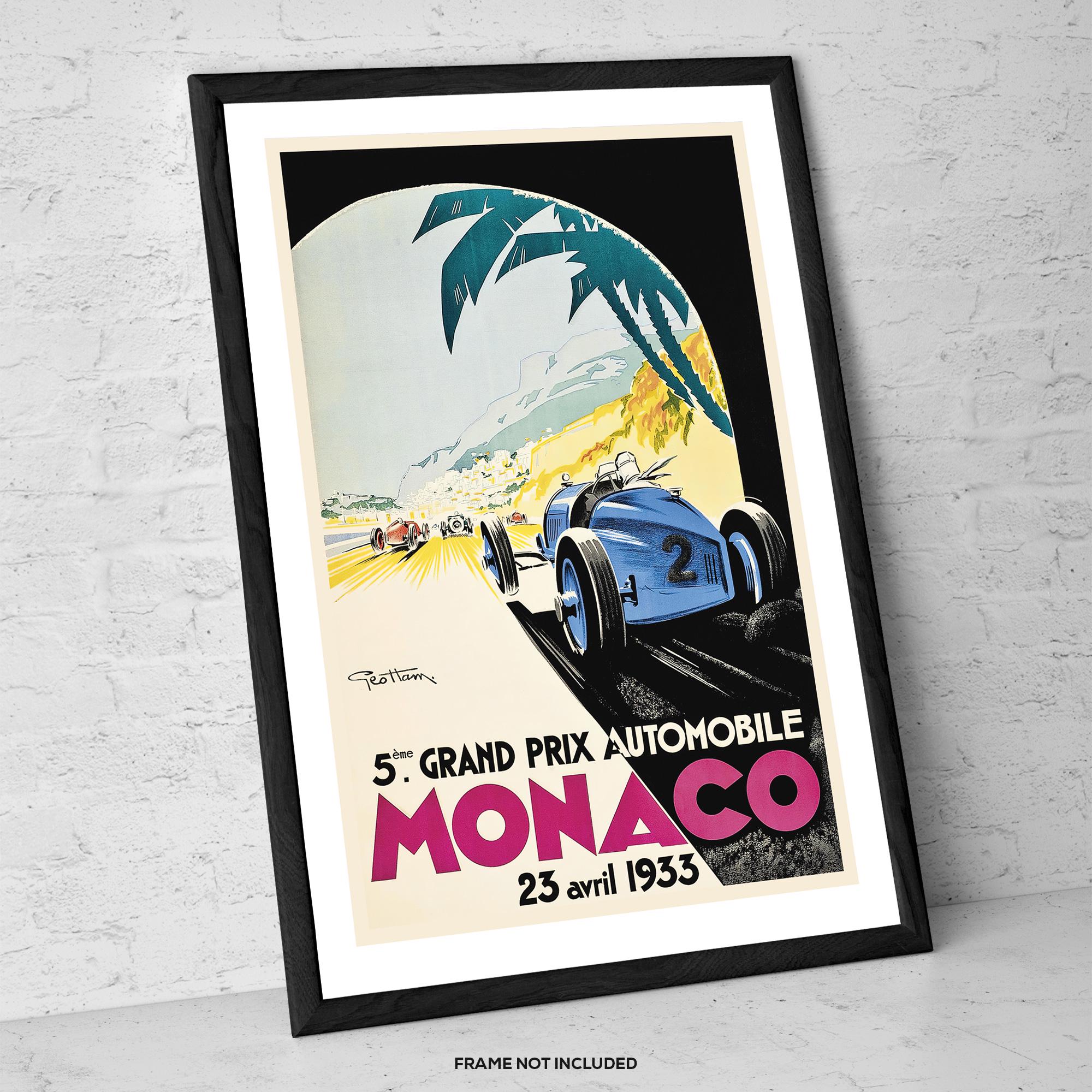 Grand Prix de Monaco ペーパーパック フランス語版 Monaco Grand Prix 1933 Art Print – Vintage Racing Wall Art, Art