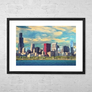 Chicago Skyline - Painting - Chicago Wall Art - Chicago Art - Chicago Print - Chicago Illinois Art - City Skyline Wall Art - Home Decor