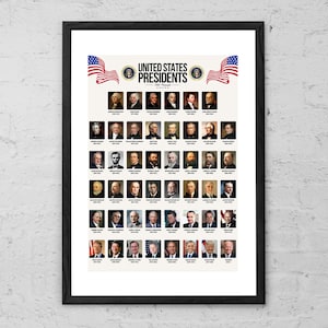 United States Presidents Art Print USA Presidents Poster Educational American History Wall Art Home School Classroom Decor Patriotic Gifts