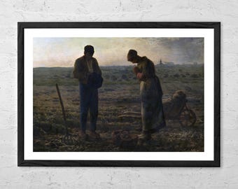 The Angelus by Jean-François Millet – Rustic Vintage Farmhouse Art Print – French Realism Painting – Prayer Wall Decor