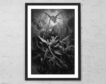 SP/朝宮咲サイン/LO-6231-S/最古の魔導書 エセルドレーダ　4枚 1800s Gustave Dore Paradise Lost Woodcut 