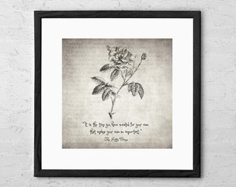 The Little Prince - Rose Quote - Drawing - Wall Art Poster - Nursery Decor - Little Prince Poster - Little Prince Art Print - Quote Print