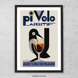 Pivolo Aperitif – Art Print – Vintage French Poster, Art Deco Wall Art, Retro Bar or Kitchen Decor, Cocktail Lounge Artwork