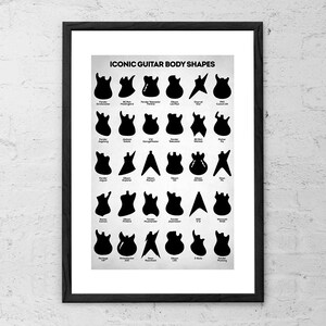 Iconic Guitar Body Shapes - Art Print - Music Poster - Guitarist Gift - Rock Music Wall Art - Rock and Roll - Musician Gifts - Instruments