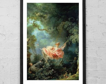 The Swing by Jean-Honoré Fragonard - Art Print - Rococo Decor - 18th-Century Painting - Classic Art Poster - Home Office Wall Decor Gift