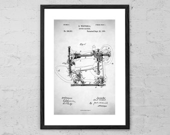 Sewing Machine Patent Print - Sewing Room Wall Art - Craft Room Decor - Seamstress Gift - Sewing Machine Print - Patent Prints - Vintage Art