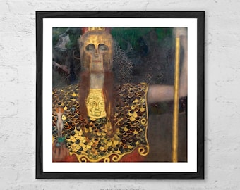 Pallas Athene by Gustav Klimt – Art Print – Greek Goddess Painting, Symbolist Art Nouveau Poster, Klimt Vintage Mythology Wall Decor