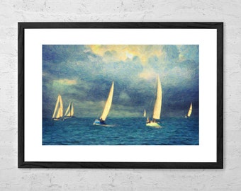 Chios - Impressionist Painting - Art Print - Sailboat Painting - Sailboat Print - Nautical Decor - Coastal Wall Art - Ocean Print - Sailing