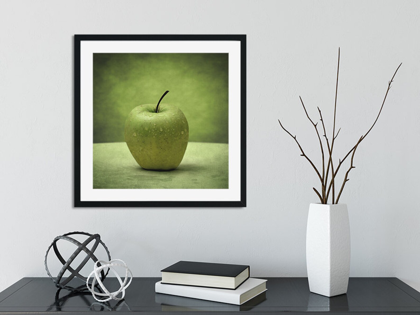 Apple - Art Print - Still Life - Kitchen Wall Art - Fruit Print - Green ...