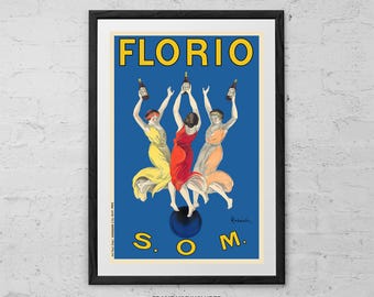 Florio by Leonetto Cappiello - Art Print - Vintage Liquor Poster – Italian Advertising Art - Retro Bar Decor, Mid Century Wine & Spirits Art