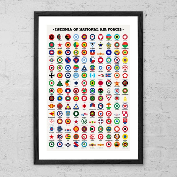 Insignia of National Air Forces Art Print Military Aircraft Roundel Poster Warplanes Wall Art Airplane Poster Army Air Force Wall Decor Gift