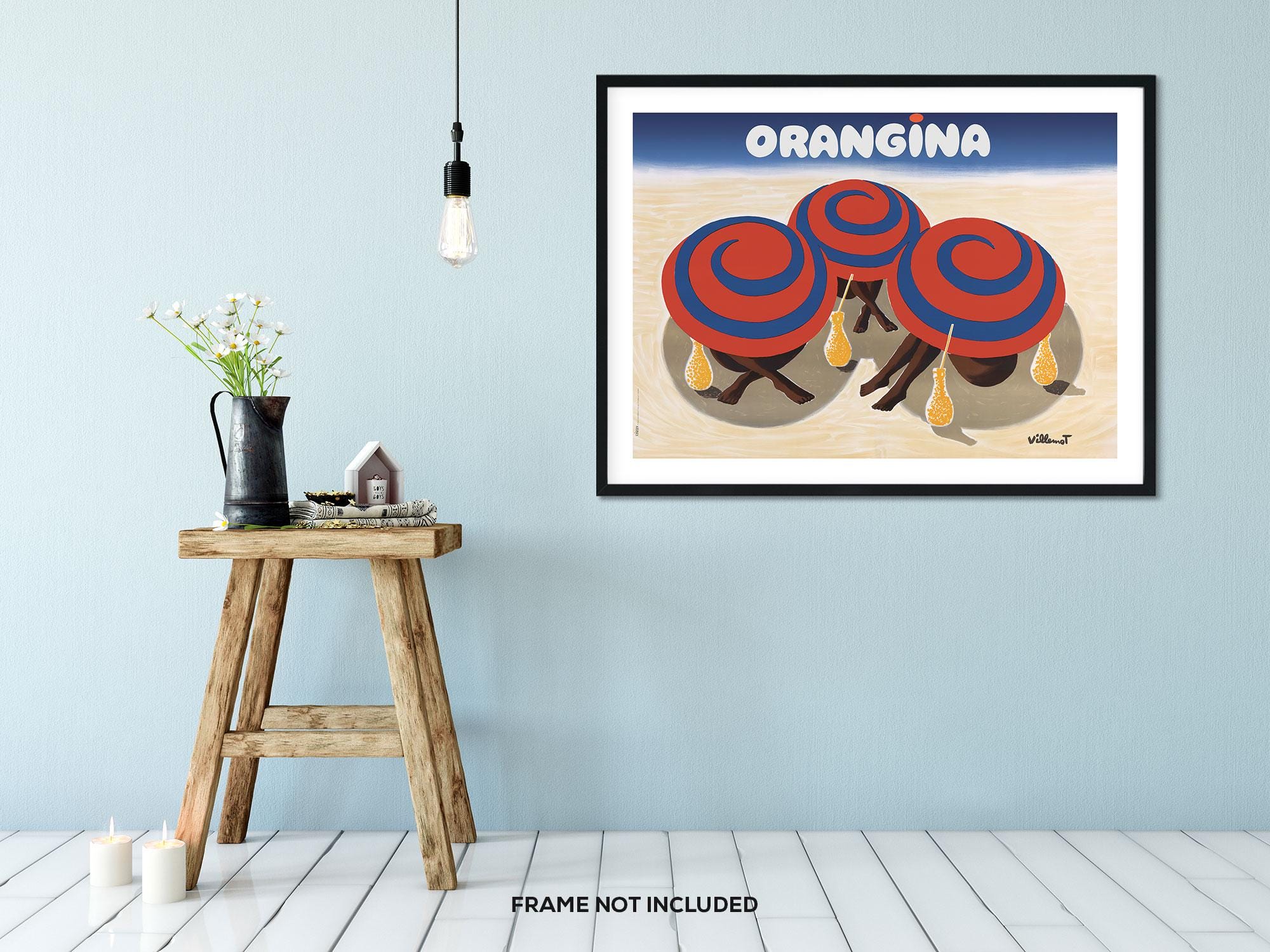 Orangina Umbrellas - Art Print - Vintage French Advertising Print