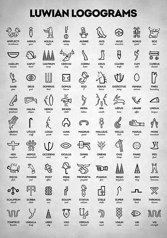 Anatolian Script Luwian Logograms Art Print Ancient Mystical Anatolian Alphabet Luwian ...