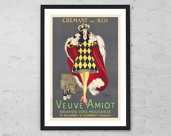 Veuve Amiot von Leonetto Cappiello - Kunstdruck - Vintage französisches Weinwerbeplakat - Retro Wandkunst Dekor für Zuhause, Küche, Bar oder Café