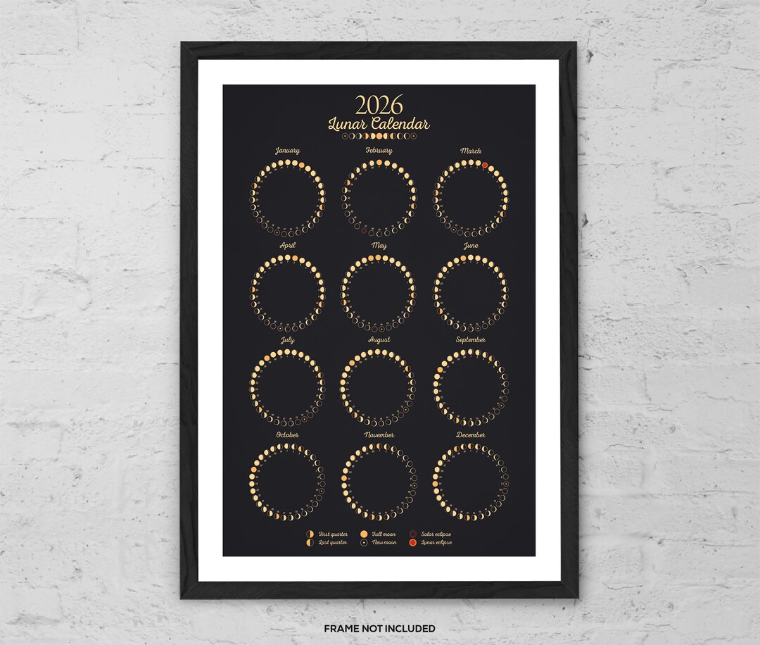 Lunar Calendar 2026 – Moon Phase Wall Art | Astrology Print | Moon ...