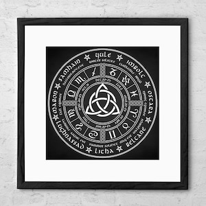 Roue païenne triquetra de l&#39;année - impression d&#39;art - affiche de la géométrie sacrée - cadeau spirituel - décoration occulte - alchimie - art mystique - art mural