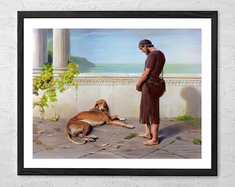 Ulysses and Argus by Briton Rivière - Art Print - Classical Mythology Wall Art - Dog Painting - Homer Odyssey Poster - Literature Decor