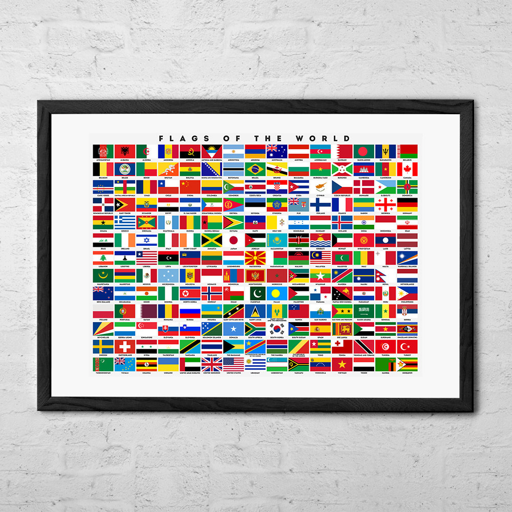 Flags of the World Art Print World Country Flags Poster Classroom Decor