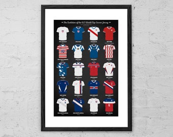 The Evolution of the Us World Cup Soccer Jersey - Art Print - The World Cup Poster - Football Poster - World Cup Poster - World Cup History