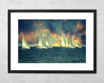 Regatta - Impressionist Painting - Art Print - Sailboat Painting - Sailboat Print - Sailboat Art - Sailboat Decor - Sailing - Sailing Gift