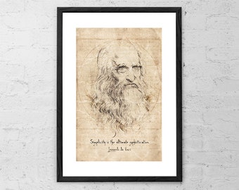 Cytat Da Vinci-rysunek-Leonardo da Vinci-Leonardo Da Vinci Print-Leonardo Da Vinci plakat-Da Vinci cytat sztuka-wysoki renesans