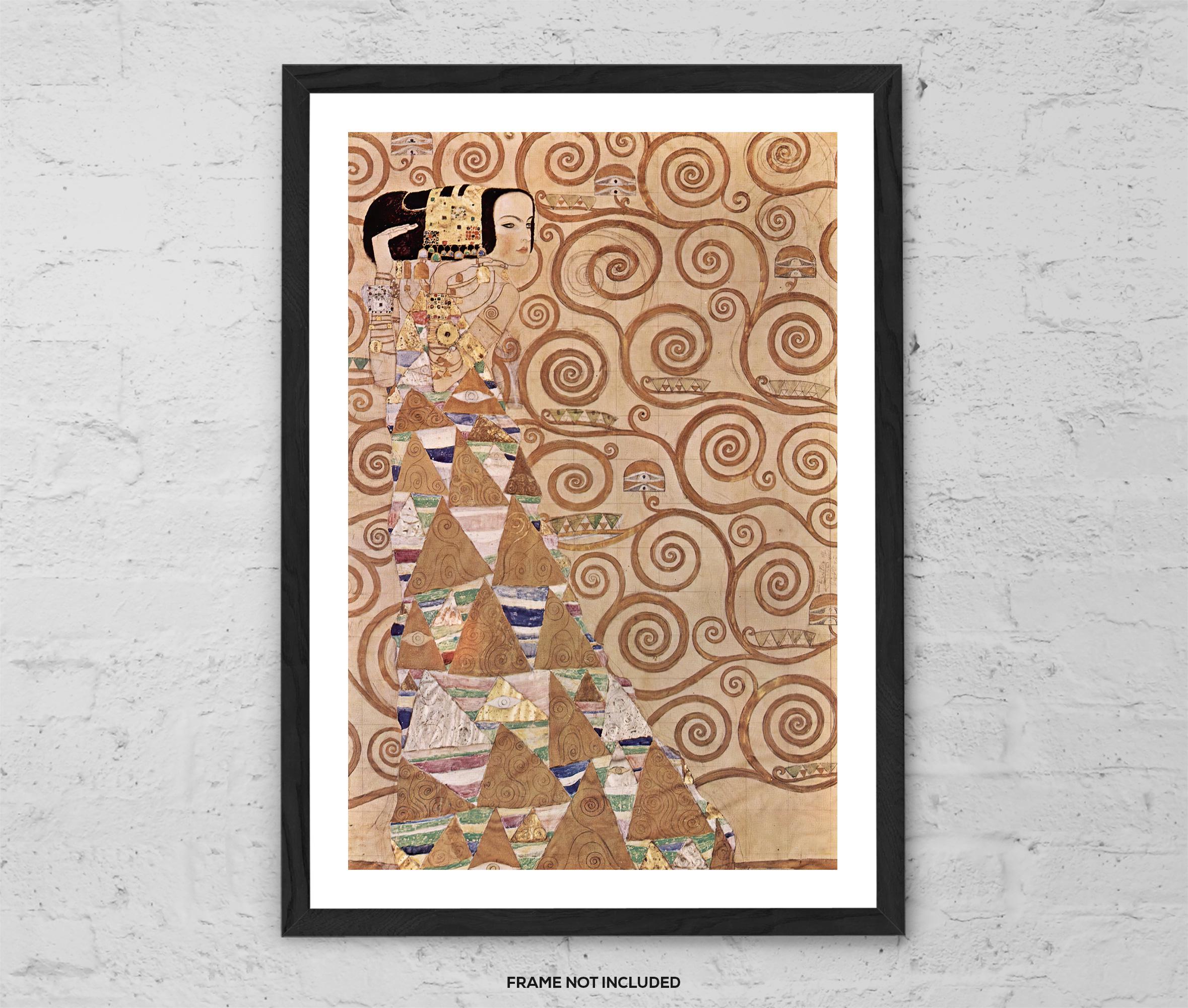 Expectation by Gustav Klimt – Symbolist Gold Art Print, Decorative