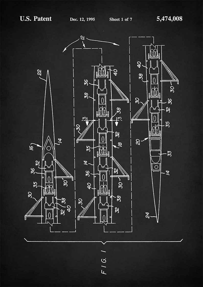 8 Man Rowing Shell Patent - Art Print - Rowing Poster - Rowing Gifts ...