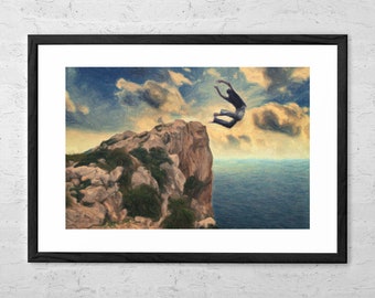 Learning to Fly - Surreal Painting - Surreal Art Print - Surrealism - Surrealist Painting - Modern Art Print - Wall Art Prints - Wall Decor