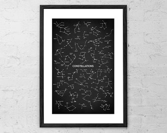 Constellations - Constellations Art Print - Constellations Map - Constellations chart -  Star map print - Star chart print - Star Map Poster