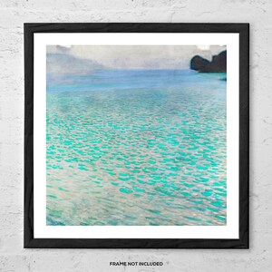 Am Attersee bei Gustav Klimt – Gelassene impressionistische Landschaft Kunstdruck | Blau Grün Wasser Wand Kunst | Kunstposter